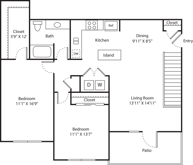 Two Bed B-1 - Phase I floorplan