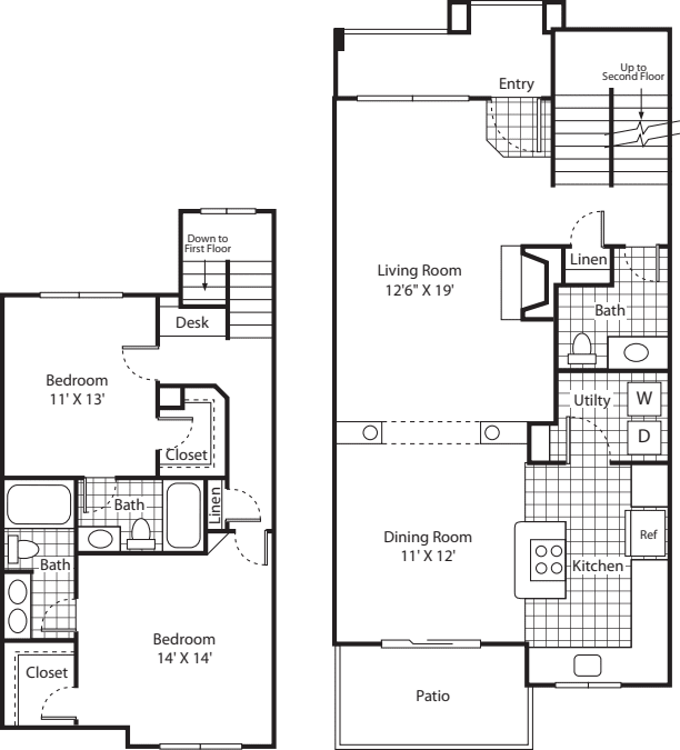 Two Bed B-5 - Phase I floorplan