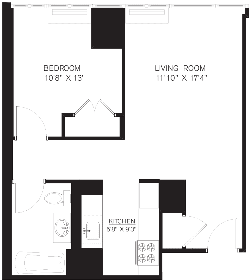 1 Bedroom A Line floors 8-16 floorplan