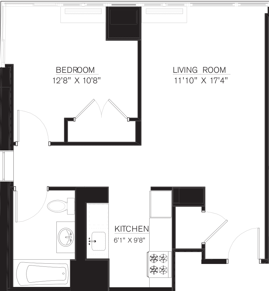 1 Bedroom A Line floors 42-50