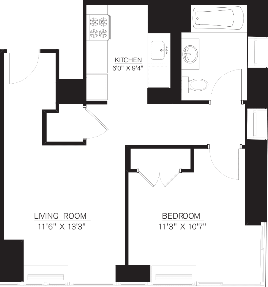 1 Bedroom G Line floors 17-41