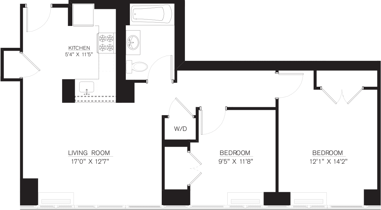 2 Bedroom G Line floors 42-50 floorplan