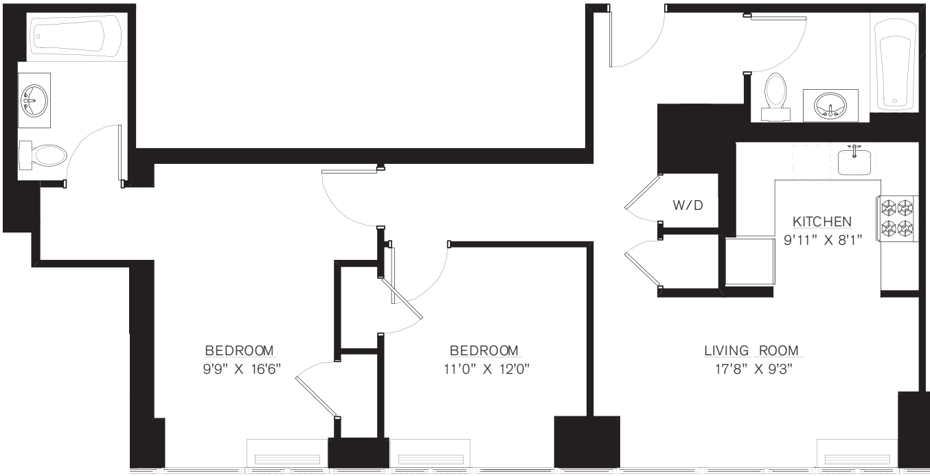 2 Bedroom H Line floors 8-41