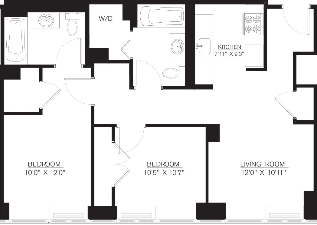 2 Bedroom H Line floors 42-50