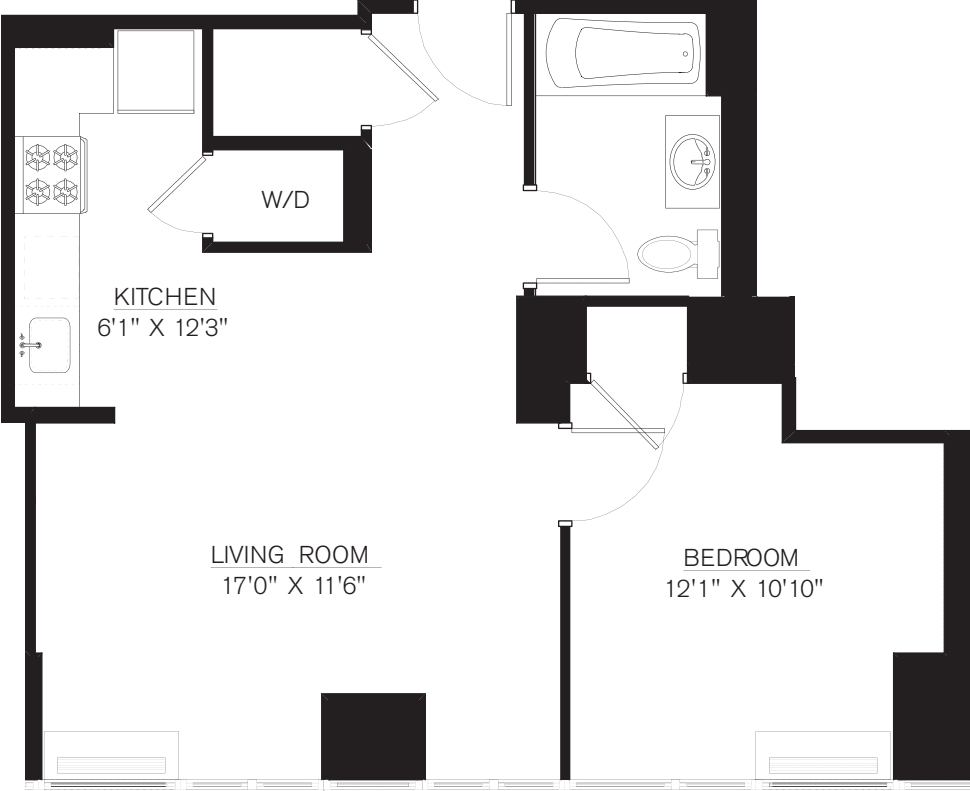 1 Bedroom J Line floors 17-41