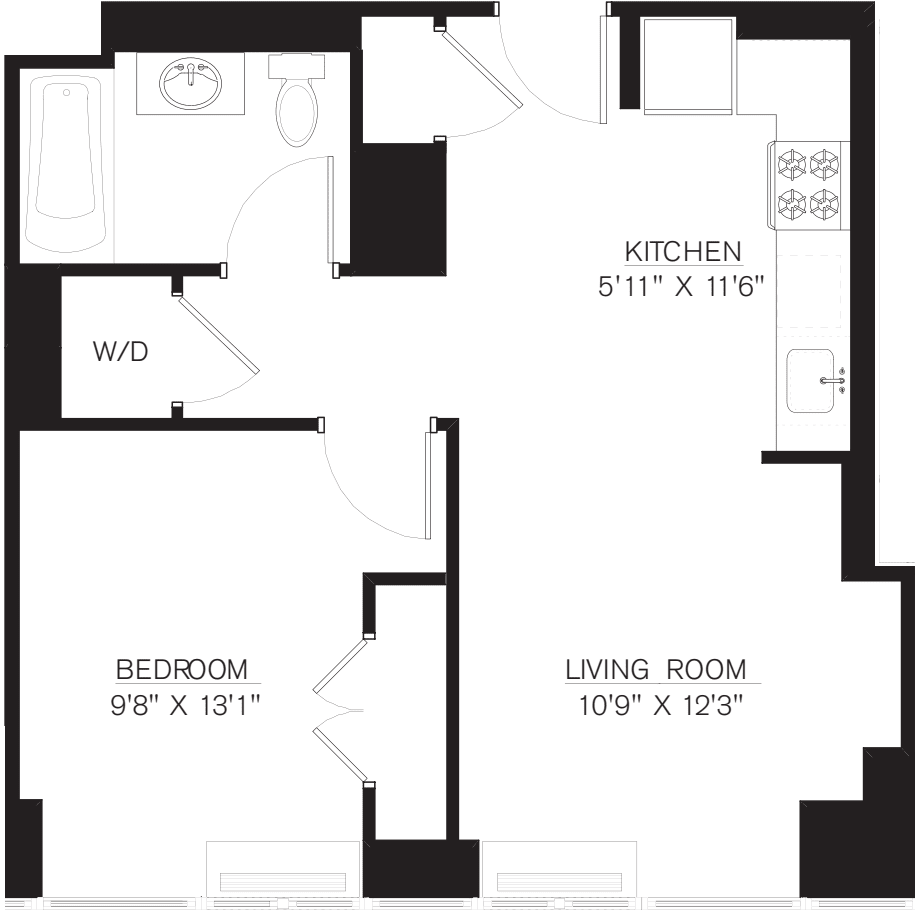 1 Bedroom K Line floors 8-41