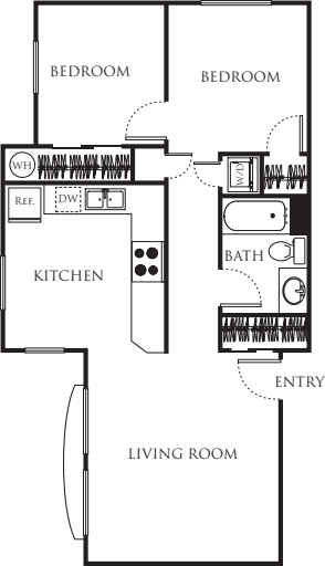 One Bedroom with Den 750 floorplan