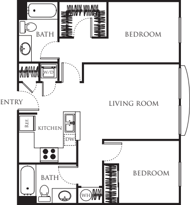 Two Bedroom Two Bath 828 floorplan