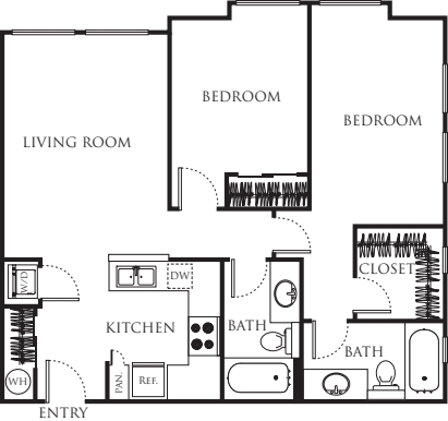 Two Bedroom 876 floorplan