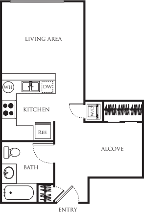 Studio with Alcove 442 floorplan