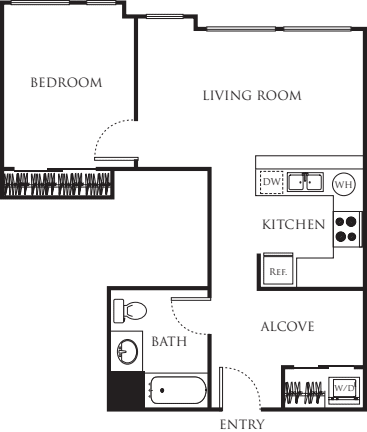 One Bedroom with Alcove 600
