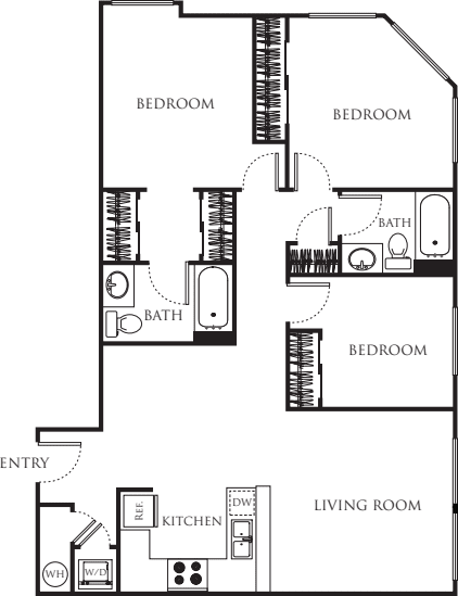 Three Bedroom 1110 floorplan