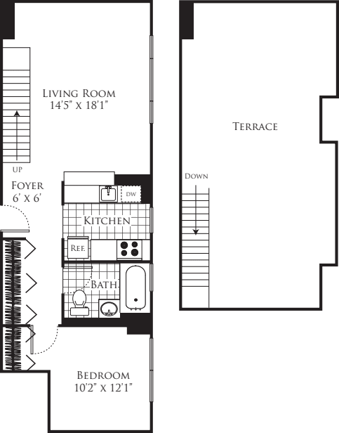 A 709 with Rooftop Terrace floorplan