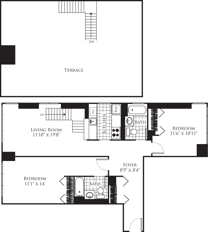 B 1097 with Rooftop Terrace floorplan