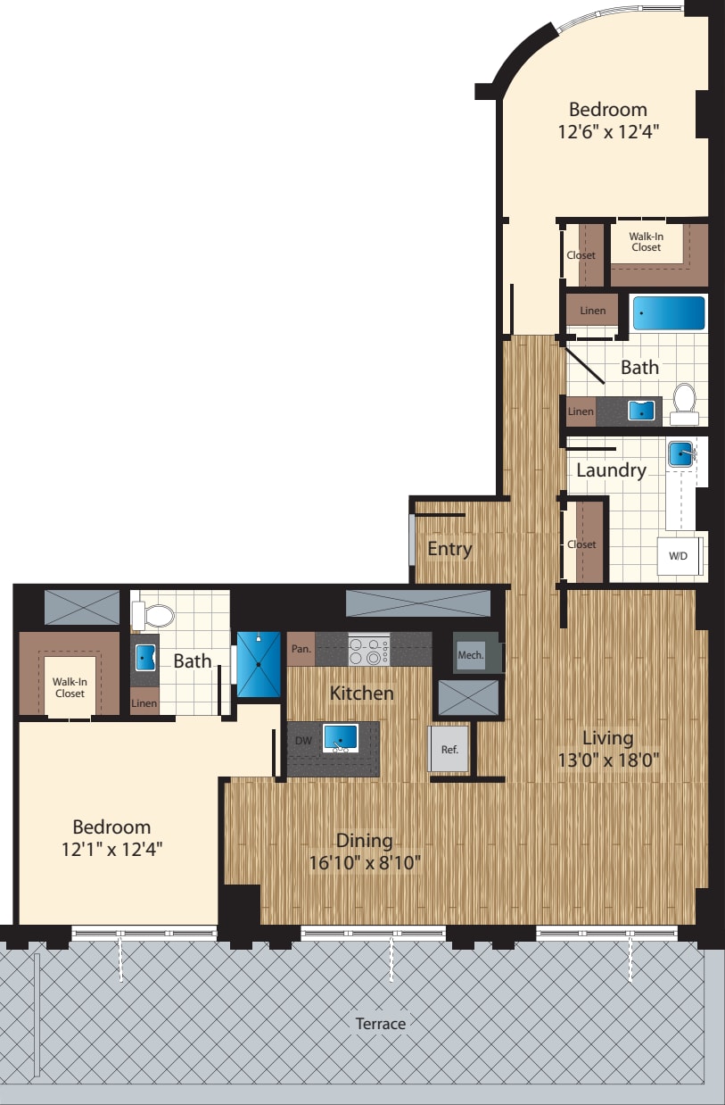 PH Two Bedroom H 1388 floorplan