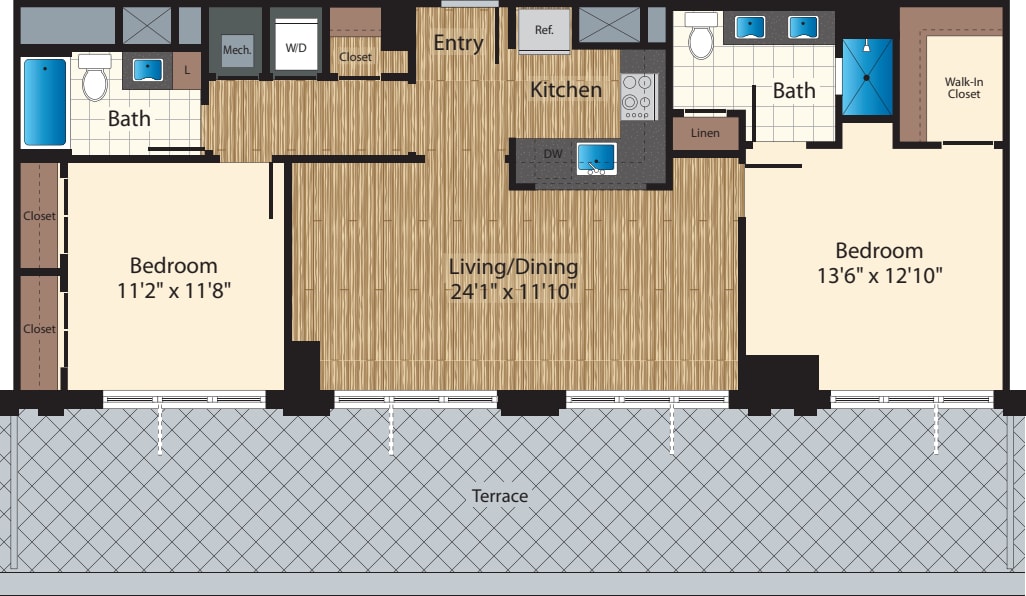 PH Two Bedroom H 1128 floorplan