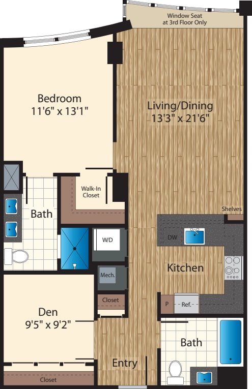 One Bedroom+Den J 979