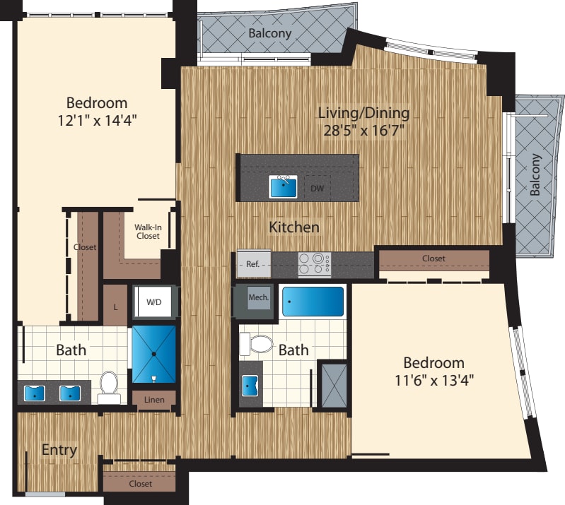 Two Bedroom/  Two Bath H/1340