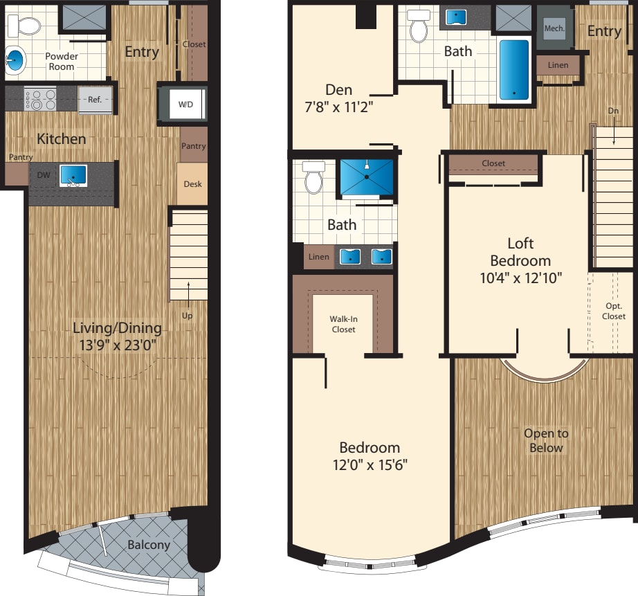 Two Bedroom+Den Loft Two Bath K 1585