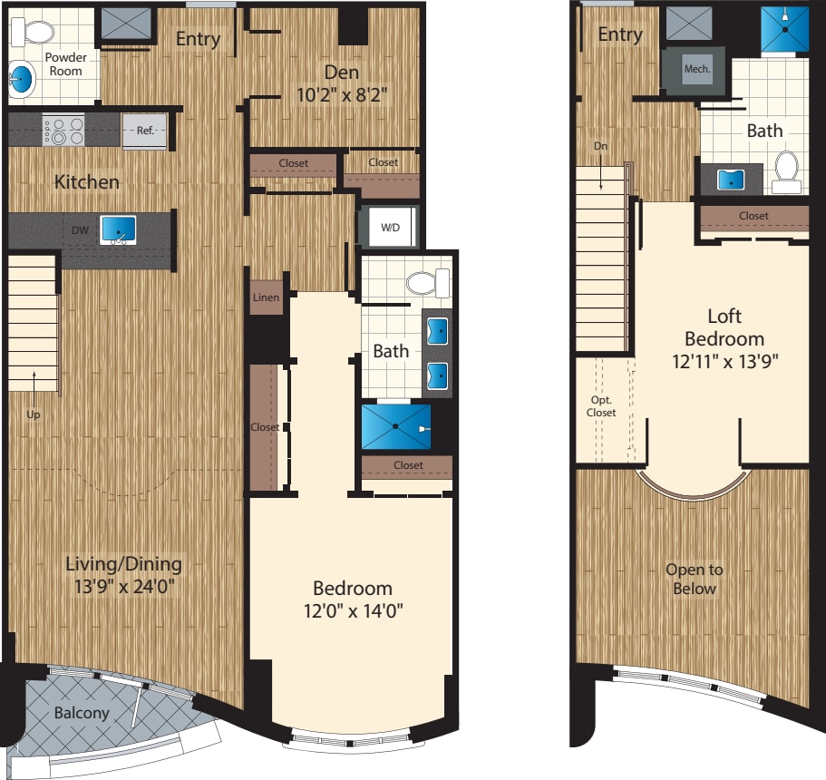 PH Two Bedroom H 1128 floorplan