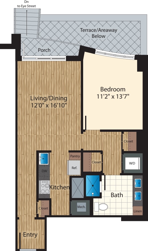 1 Bedroom Type E floorplan