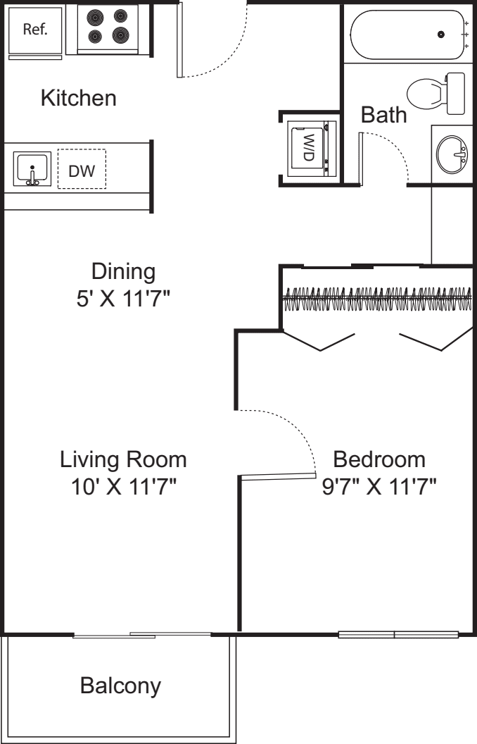 1 Bedroom F floorplan