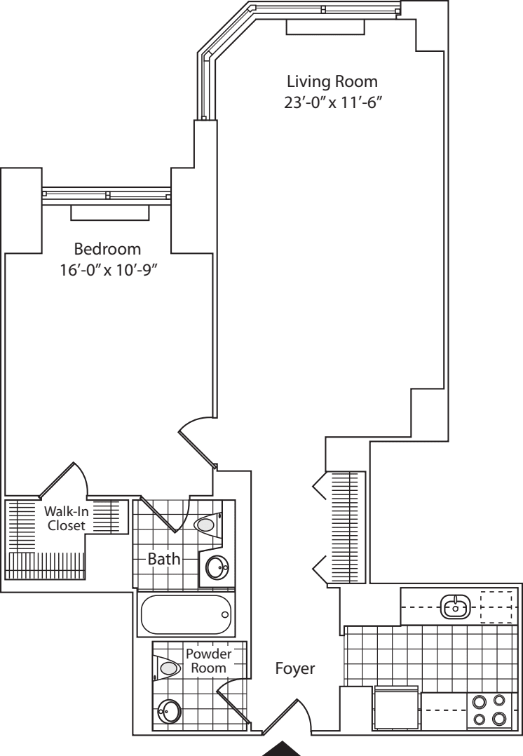 Residence U, Floors 5-17 floorplan