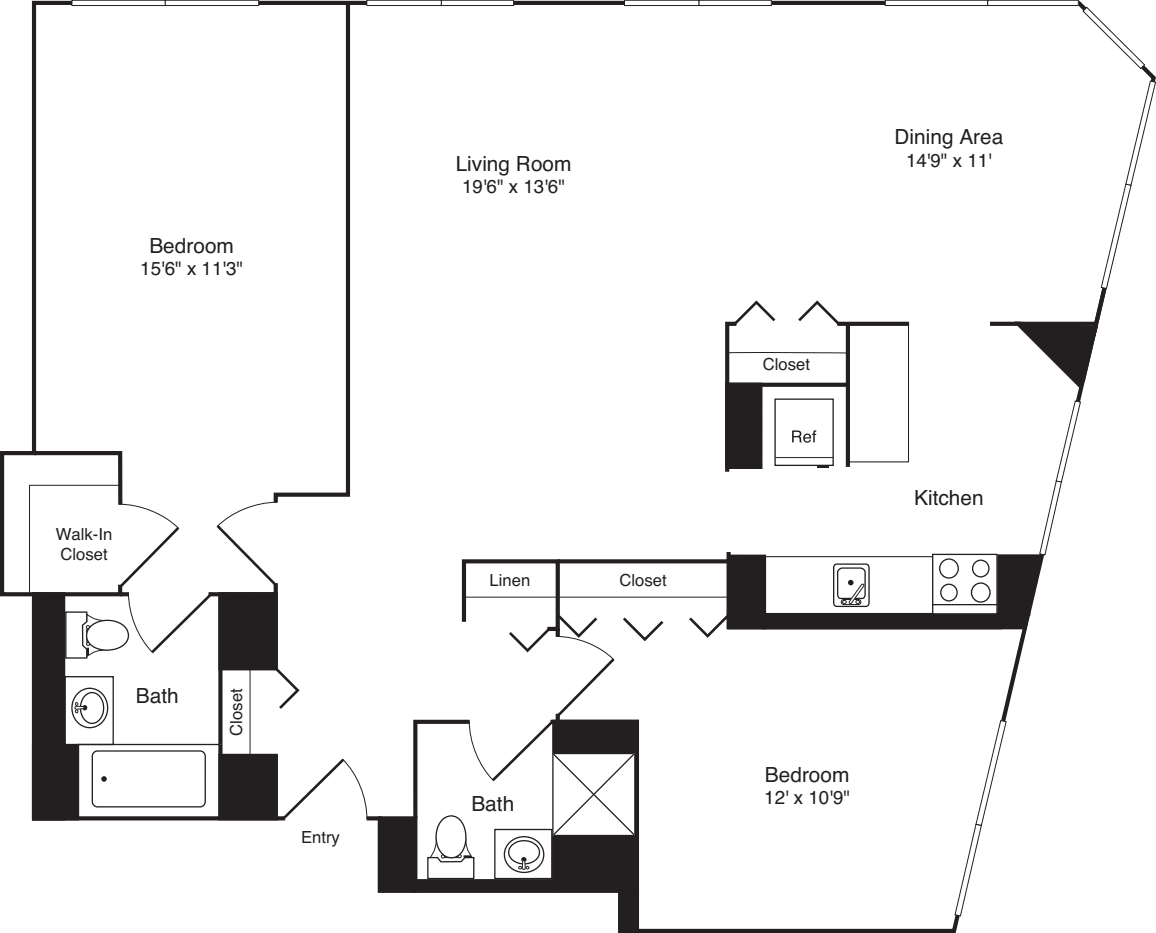 Residence A, floors 19-20 floorplan