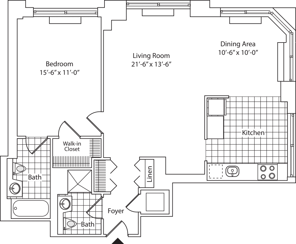 Residence A, floors 22-36 - unit 26A floorplan