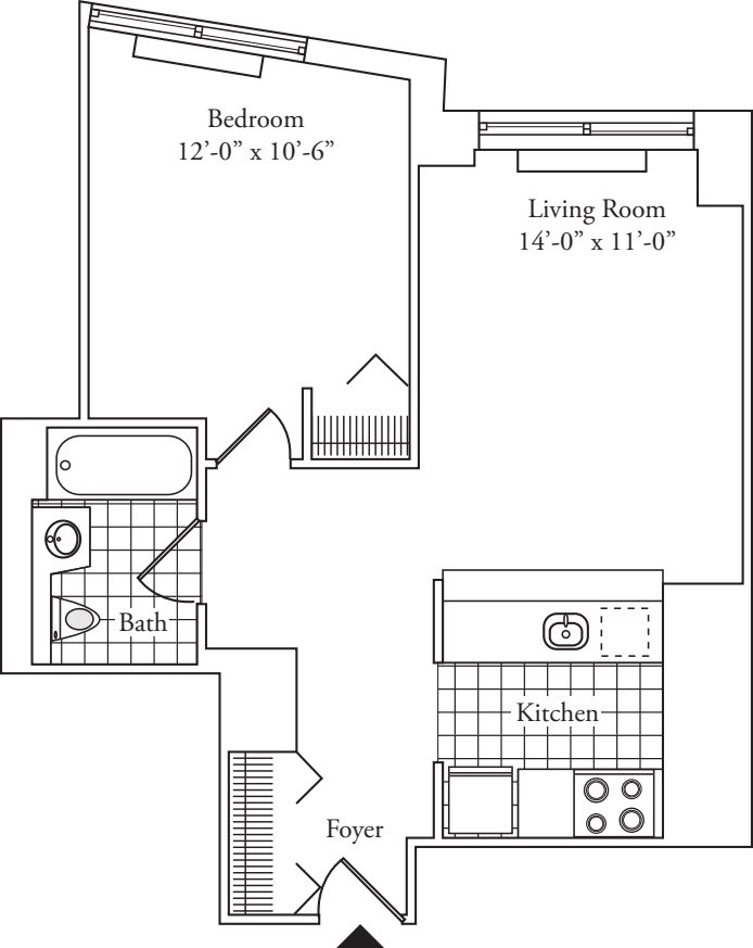 Residence 13, floors 3-6 floorplan