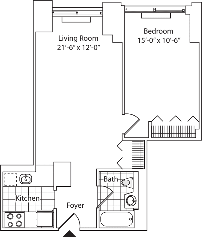 Residence R, floors 5-17 floorplan
