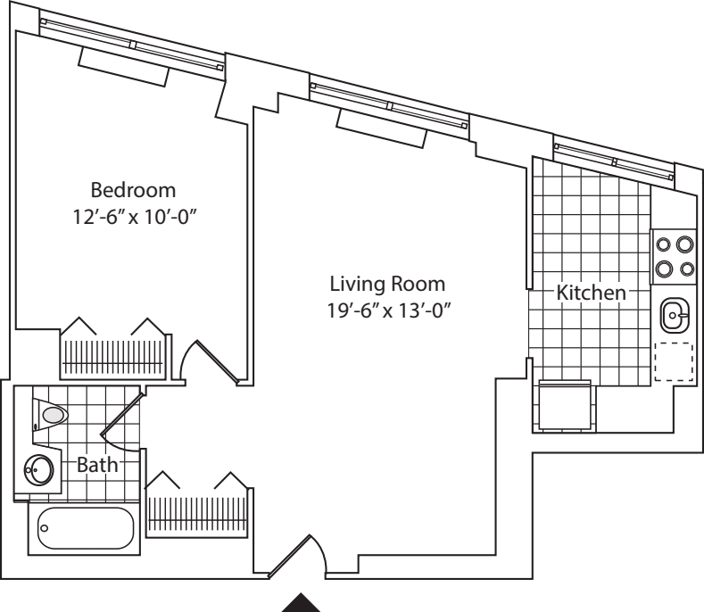 Residence C, floors 3-17 floorplan