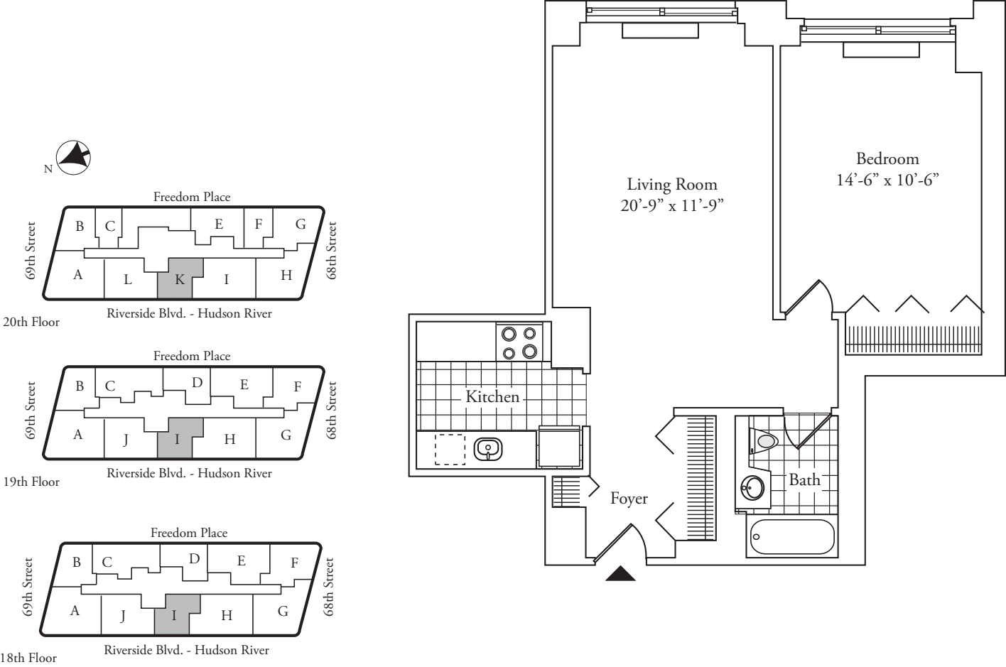 Residence I, floors 18-19 - Residence K, floor 20