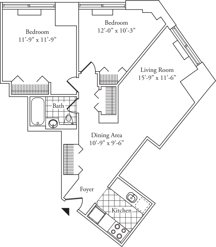 Residence 12, floors 3-6 floorplan