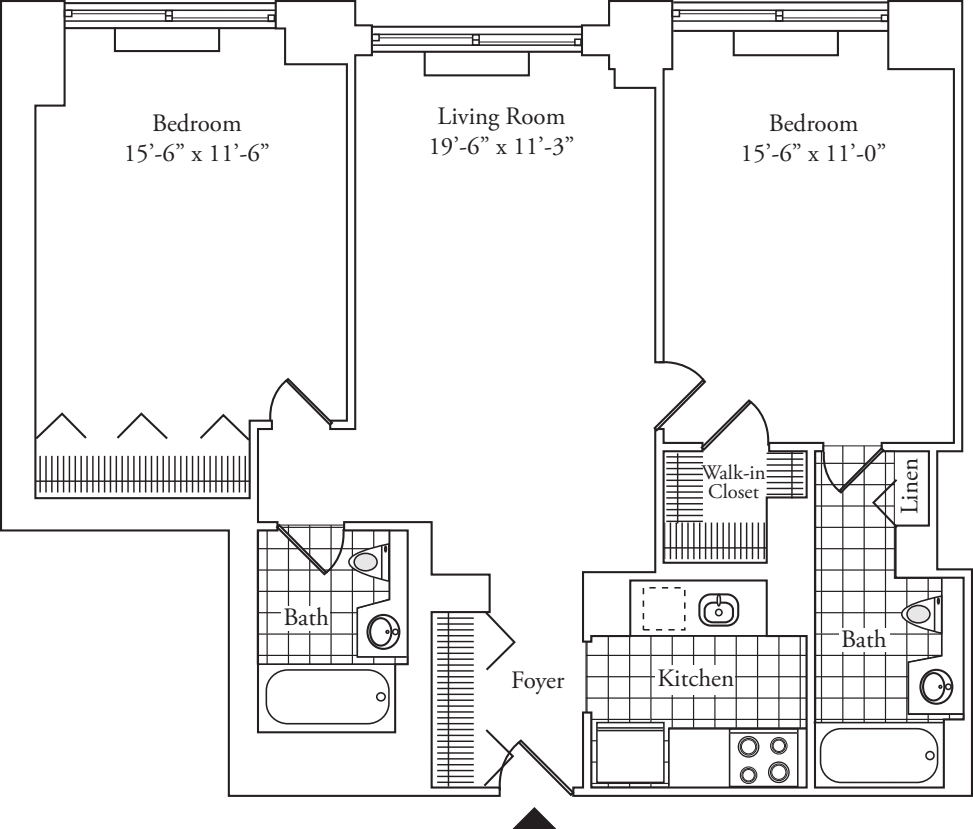 Residence J, floors 18-19 floorplan