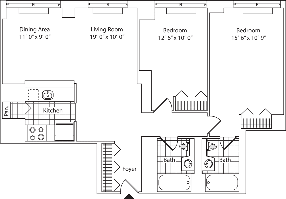 Residence E. floors 18-19 floorplan