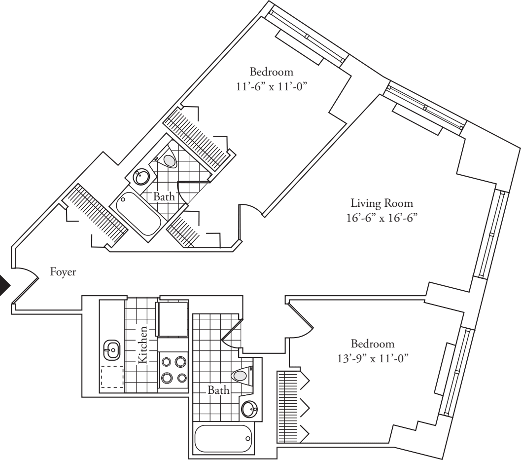 Residence 15, floors 3-6 floorplan