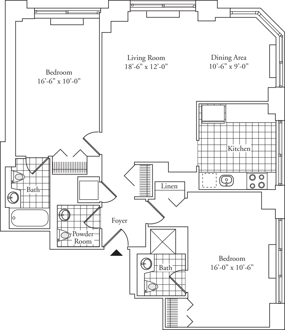 Residence A, floors 37-P2 floorplan