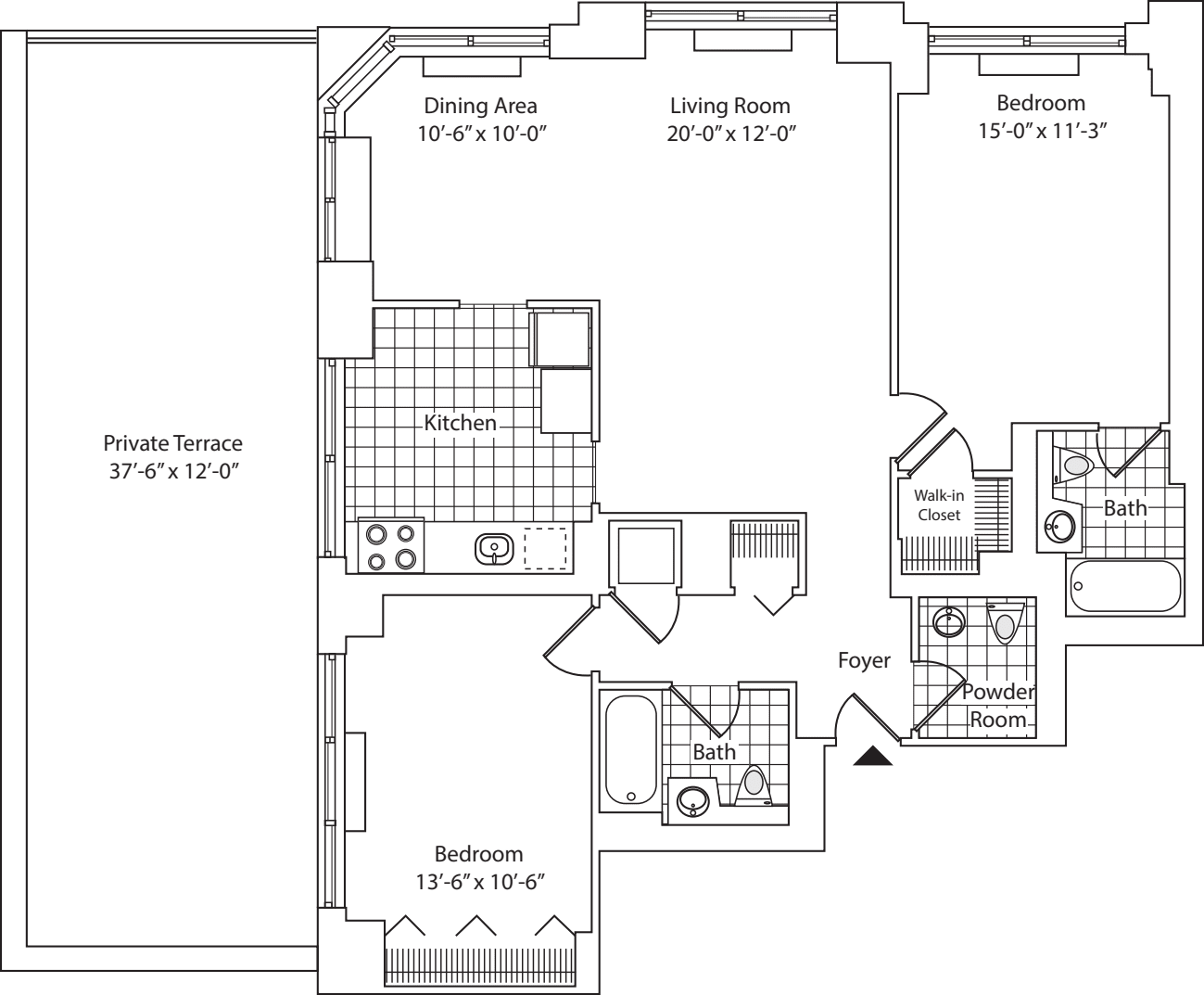 Residence E, floor 21 floorplan