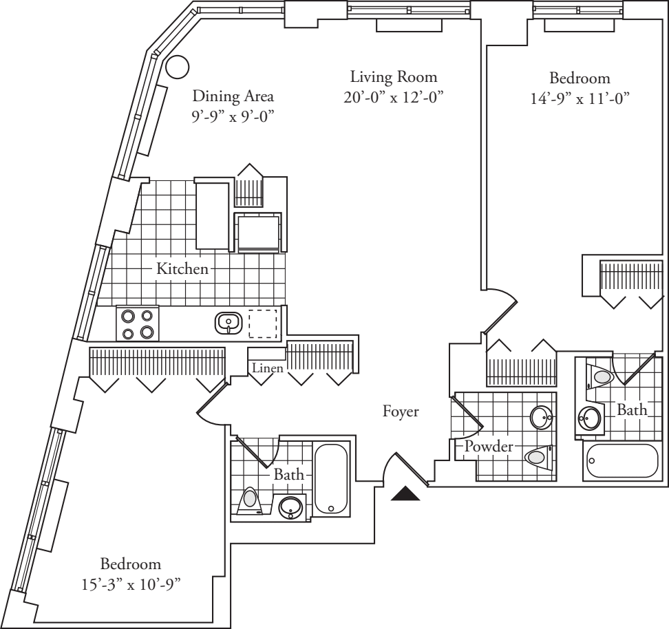 Residence G floor 19, Residence H floor 20 floorplan