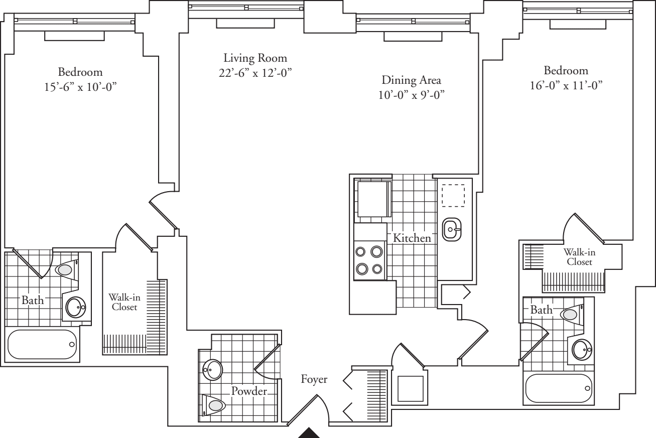 Residence E, floors 37-P2 floorplan
