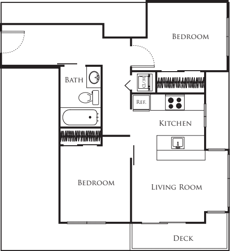 Micro Two Bed - E1 floorplan