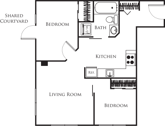 Micro Two Bed - E2 222 floorplan
