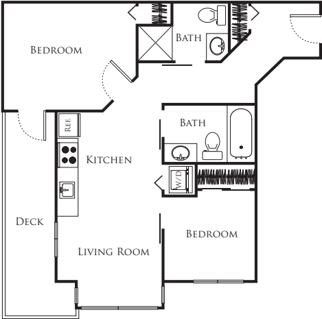 Micro Two Bed - F1 339-639 floorplan