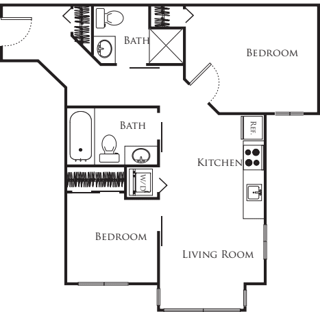 Micro Two Bed - F1 220 floorplan