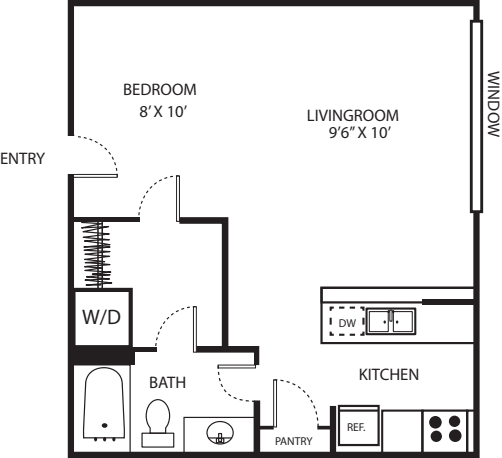 Studio No Balcony with W/D floorplan