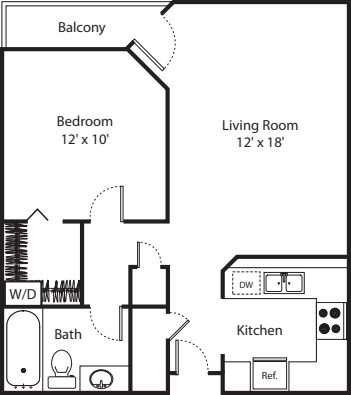One Bedroom with W/D
