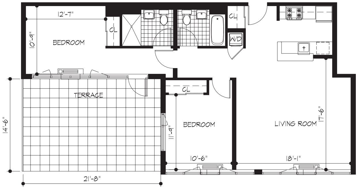 2 Bedroom Terrace floorplan