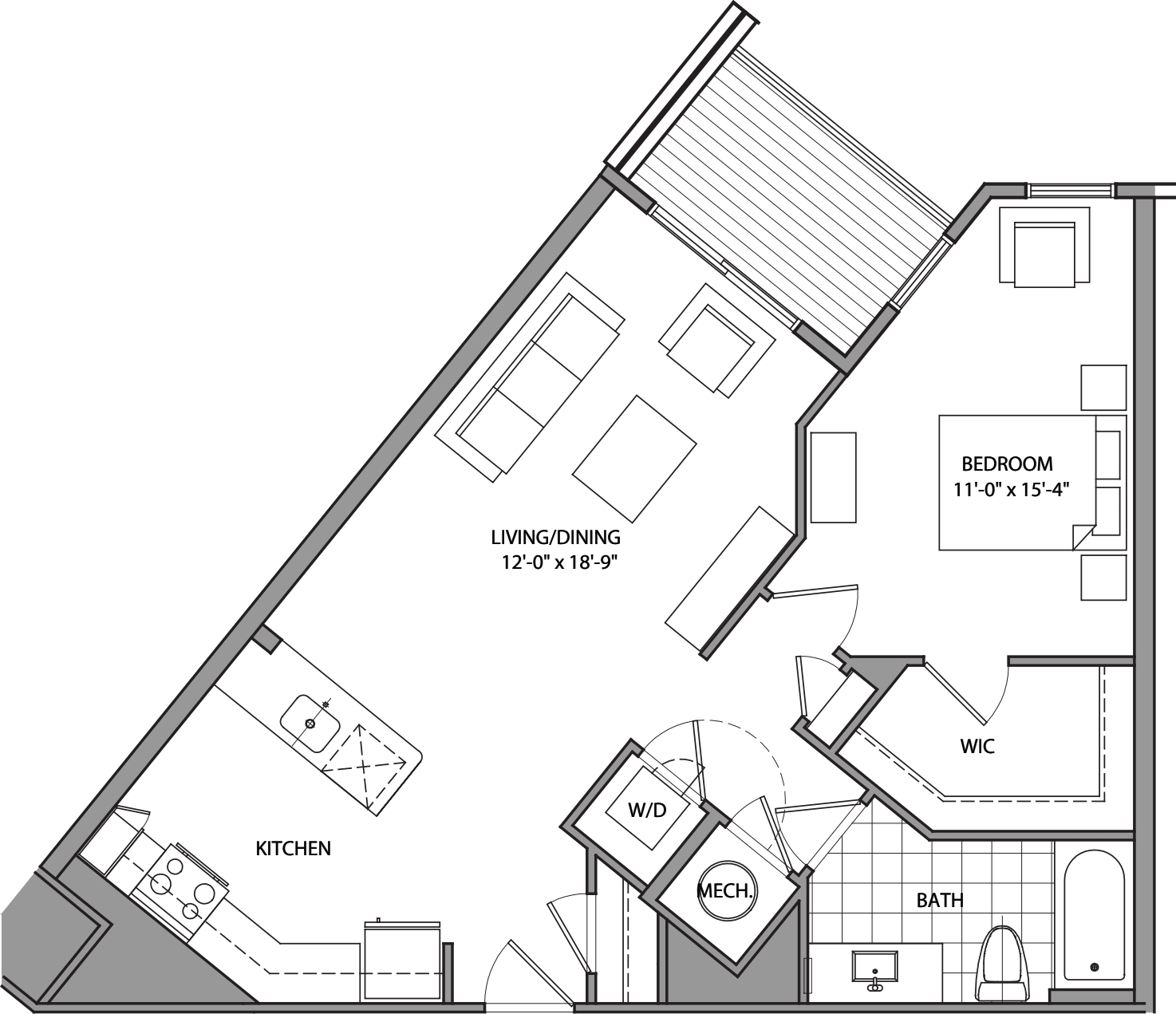 1 Bdrm D floorplan