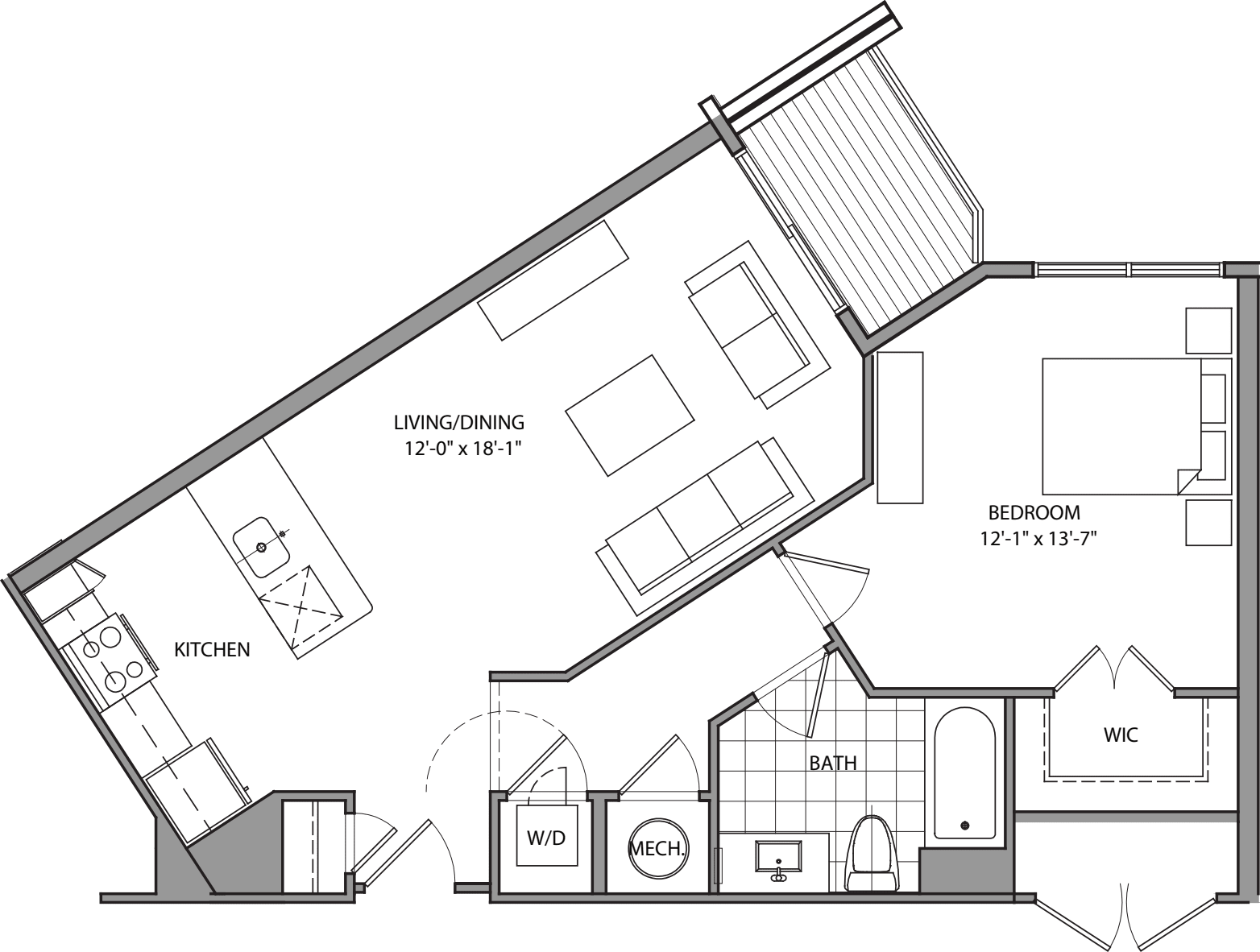 1 Bdrm E floorplan